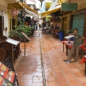 One of the many alleyways of restaurants in Siem Reap