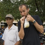 Sam sampling pressed sugarcane juice