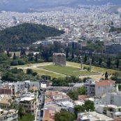 The Temple of Olympian Zeus and the Pangrati area of Athens