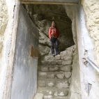 Lisa in the entrance to Moni Agios Triados