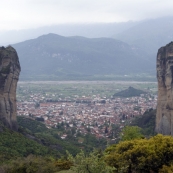 View of Kalambaka from the road between the monasteries