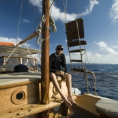 Sam on the bucks' boat