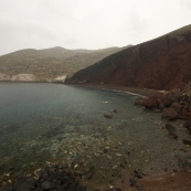 A wet afternoon at the Red Beach on Santorini's south coast