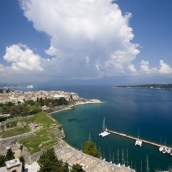 Looking north from Palaio Frourio (Venetian fortress) at Kerkyra Town