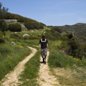 Sam hiking between Strinilas and Moni Pantokratora