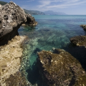 Tide pools at the northern end of Glyfada Beach