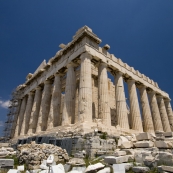 The southwest corner of the Parthenon