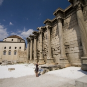 Lisa at the entrance to Hadrian's Library