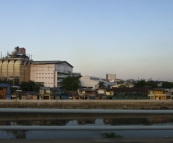 Some of the slums alongside the highway in northern Jakarta