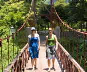 Lisa and Sophie on the Hanging Bridge in the Bogor Botanic Gardens