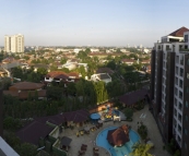 The view over southern Jakarta from Richie and Sophie\'s apartment in Hotel Kristal