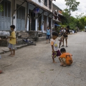 Young boys playing in the streets of Luang Prabang
