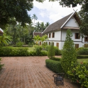 One of the many beautiful guesthouses lining the streets of Luang Prabang\'s old town