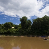 Boats on the Nam Khan River where it meets the Mekong