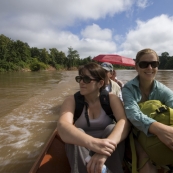 Cruising up the Nam Khan River on the way to Tad Sae Waterfall