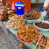 The dizzying array of food availanle at Luang Prabang\'s market