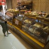 Lisa perusing one of the Scandinavian bakeries