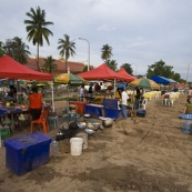 The evening food stalls along the Mekong River