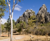 Jagged rock formations around Balancing Rock