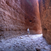 Lisa hiking out of Echidna Chasm