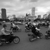 A myriad of scooters in front of Ben Tanh Market