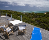 The front deck at Bob and Cathy's shack at Nora Creina