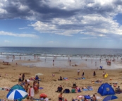 A packed beach at Torquay