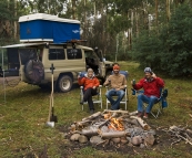 Lisa, Sam and Chris camping alongside the Wonnongatta River near the ruins of Wonnongatta Station