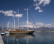 The harbor and Turkish yachts in Fethiye