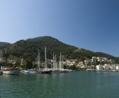 The harbor and Turkish yachts in Fethiye