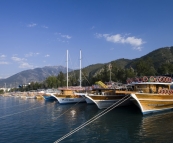 The harbor and Turkish yachts in Fethiye