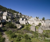 Lisa hiking through the ghost town of Kayakoy