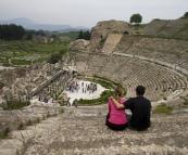 Sam and Lisa in Ephesus' main theatre
