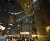 The main hall and dome inside Aya Sofya