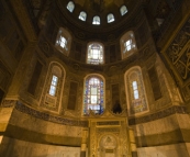 Mihrab and one of the end domes in Aya Sofya