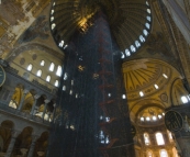 Scaffolding inside the main dome of Aya Sofya