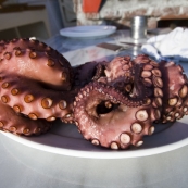 ET's serve of octopus at dinner