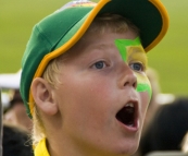 An excitable young spectator at the Twenty20