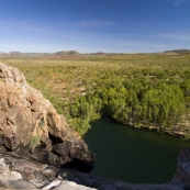 The Gunlom plunge pool from the top of the waterfall