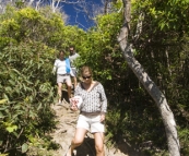 Tackling the hike down to Brays Beach at Broken Head