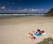 Relaxing on Brays Beach at Broken Head