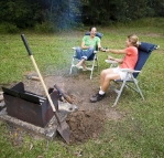 Lisa and Gina enjoying the fire in Mebbin National Park