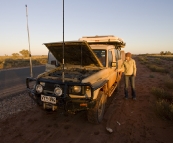 Inflating our tyres once we're back on the bitumen near Nocundra