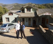 Abi and Lisa out front of Lhotsky Apartments