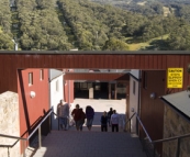 Thredbo village with the ski mountain in the background