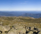 The view from the top of Australia at the peak of Mount Kosciuszko
