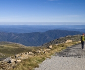 Lisa on top of the world near the peak of Mount Kosciuszko