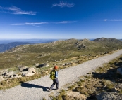 Lisa on top of the world near the peak of Mount Kosciuszko