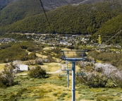 Riding the chairlift down to Thredbo village