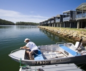 John getting the dinghy ready at Lake Conjola